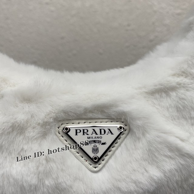 Prada專櫃新款Hobo毛毛包 1NE515 普拉達秋冬毛毛腋下包 csp1469